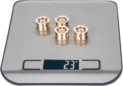 عجلات نحاسية مقاس 0.7 بوصة لمحور SCX30، إطارات نحاسية ثقيلة سداسية باستخدام الحاسب الآلي مقاس 5 مم، عرض 18 مم OD × 9.5 مم لزاحف RC 1/30، 4 قطع in Kuwait