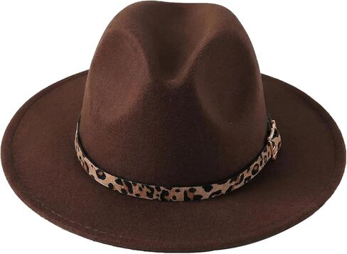 Fashion Wool Blend Wide Brim Felt Fedora Hats Trilby Cap with Leopard Band in Saudi Arabia