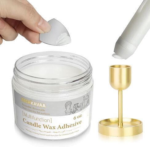 White Reusable Candle Wax Adhesive Gel 2oz Self-Scoop Paste with Mini Spatula Non-Slip Candle Fixing Wax for Pillar Candles, Candle Holders, Displays & Home Decor, Clear, Easy to Clean & Residue-Free in Saudi Arabia