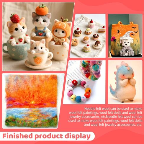 Yizzvb Needle Felting Starter Kit, 3 Sizes of Felting Needles with 24 Colors Wool Roving, Wool Crafting Supplies for Creating Felted Animal Projects in Saudi Arabia