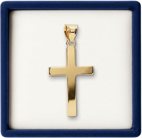 Cross+Crown Premium 14K Yellow Gold Cross Pendant, Durable Double-Bonded 14K Pendant for Necklace, Women & Mens Gold Cross for Chain with Premium Jewelry Box, Handcrafted Religious Jewelry in the USA in Saudi Arabia