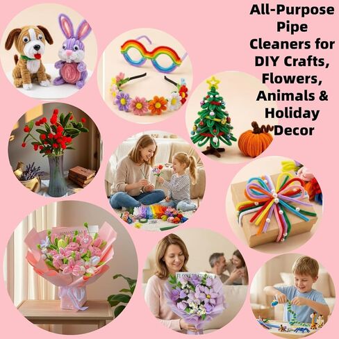 zoqdtu Bulk Pipe Cleaners 500 Pack, Pipe Cleaners Craft & Flower Kits, 13 Color Chenille Stems 12" x7mm, DIY Floral Craft Supplies for Adults Teens Ages 14+ in Saudi Arabia