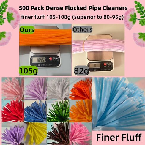 zoqdtu Bulk Pipe Cleaners 500 Pack, Pipe Cleaners Craft & Flower Kits, 13 Color Chenille Stems 12" x7mm, DIY Floral Craft Supplies for Adults Teens Ages 14+ in Saudi Arabia