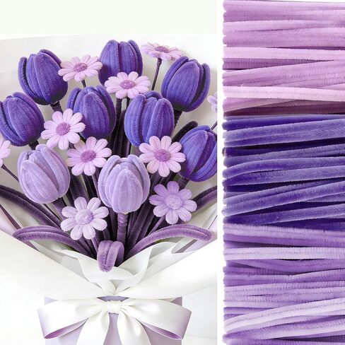 Pipe Cleaners Set, 300 Pcs Pipe Cleaners Crafts Pipe Cleaner Flowers 4 Colors Pipecleaners Bulk Chenille Stems for Flower Bouquet DIY Projects Home Easter Mother's Day Decorations Craft Supplies in Saudi Arabia