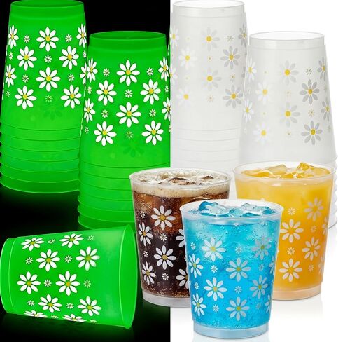 36 Pcs Music Note Cups Reusable Glow in The Dark Cups Music Theme Party Decorations 12 oz Plastic Frosted Cup Bulk Green Tumbler for Birthday Baby Shower Party Favor in Kuwait