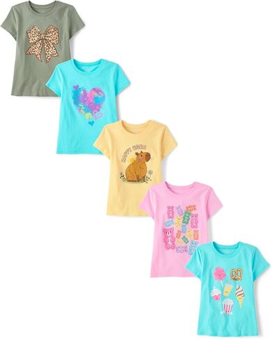 تي شيرتات برسومات بأكمام قصيرة للفتيات من The Children's Place Trends Icons (عبوة من 5 قطع) in Saudi Arabia