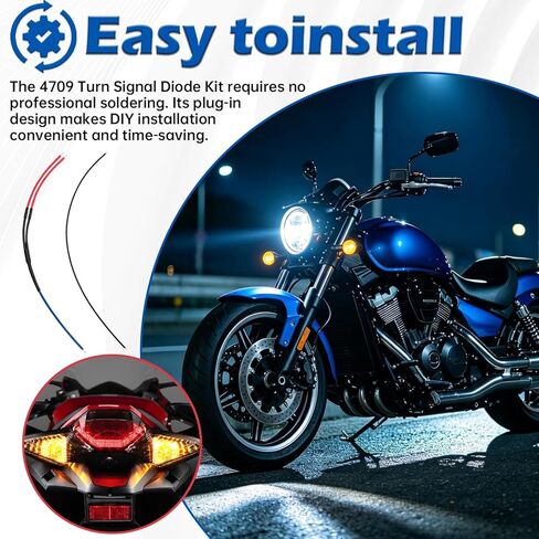 طقم أسلاك صمام ثنائي لإشارة الانعطاف LED 4709 متوافق مع Kawasaki Vulcan 1600 900 Classic XR650L؛ لهوندا الظل 600 VT1100 XR650L VTX1800C CRF230M. لسوزوكي GS500F DR350. لياماها إندورو. in Kuwait