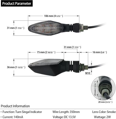 مصباح إشارة الانعطاف LED عالي الجودة لـ Kawasaki Ninja 650 650R Z800 ZX6R لهوندا MSX125 Grom125 لسوزوكي GSXR 600/750/1000 GS500F لـ Yamaha YZR R1/R3/R6 (دخان، قطعتان) in Kuwait
