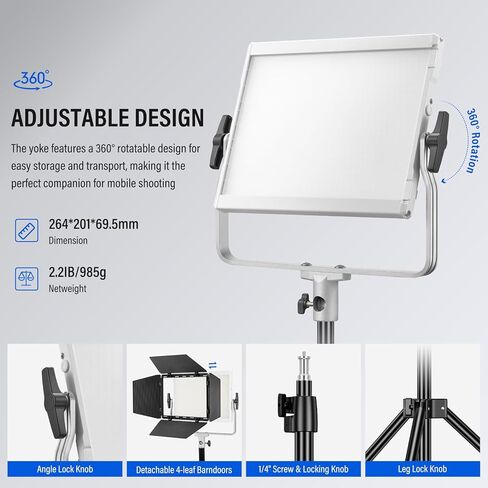 لوحة إضاءة الفيديو Godox P260C Pro 45 وات 4160Lux NFC زوج تلقائي ثنائي اللون 2800K-6500K CRI/TLCI 98+ إضاءة فيديو لتسجيل الفيديو والتصوير الفوتوغرافي واستديو التصوير TikTok YouTube Vlog Live Stream in Saudi Arabia