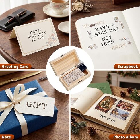 36 Pcs Wooden Rubber Stamps, Wooden Alphabet and Number Stamps with Wood Storage Box, Wood Letter and Number Stamp for DIY Craft, Card Making, Scrapbooking Supplies in Saudi Arabia