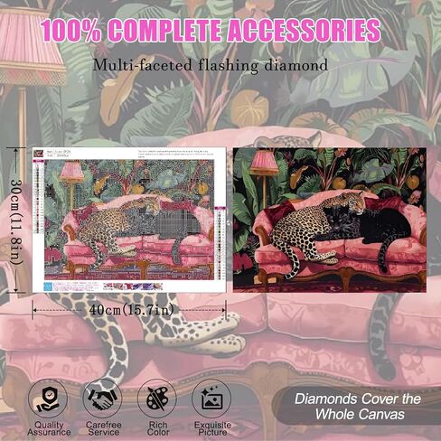 Cheetah Diamond Art Kits for Adults, 5D Leopard DIY Diamond Painting Kits for Beginner, Diamond Dots Full Drill Crafts for Gem Art Dot Art for Adults Home Wall Decor for Teens Boys Girls 12x16 inch in Saudi Arabia