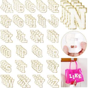 Self-Adhesive Chenille Letters Patches: NICEVINYL 104PCS White Preppy Letter Patches Stickers for Clothing Backpacks - Embroidered Cheille Initial Patch for DIY Decor in Saudi Arabia