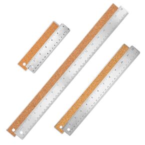 Cork Backed Ruler, Stainless Steel Metal Non-Slip Ruler 6+12+18 Inch with Inch and Centimeters Straight Edge Cork Base Rulers for Drafting Office Tools, Prevent Ink Leakage in Saudi Arabia