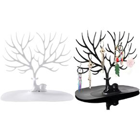 Jewelry Tree Necklace Holder, 2 Pcs Little Deer Display Stand, Tree Tower Rack Hanging Organizer for Earrings Necklace Antler Holder Organizer in Saudi Arabia
