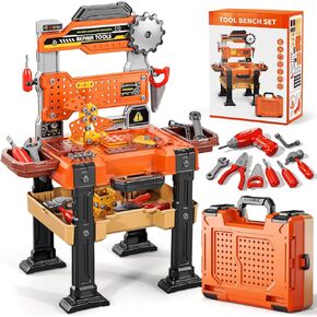 2-in-1 Kids Tool Bench Set, 152 Pcs Toddler Tool Toy Playset with Electric Drill & Realistic Tools, STEM Building Pretend Play Construction Toys for Boys, Toddlers Toys Gifts for Kids Ages 3 4 5 6 7 in Saudi Arabia