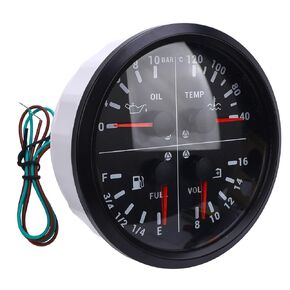 Fabater Automotive Gauges, 4 in 1 Multifunction Accurate Measurement Gauge, Digital Display Gauge with Easy Installation for RV Yacht Truck (Black Dial Black Bezel) in Saudi Arabia