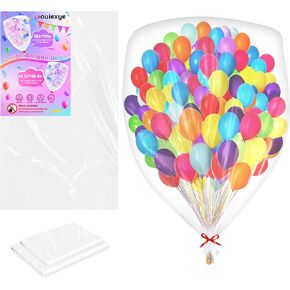 2Pcs 98 x 59 inch Large Balloon Bags for Transport, Big Plastic Balloon Storage Bag Big Clear Balloon Drop Carrying Bag for Wedding Birthday Baby Showers Celebration Party Supplies in Saudi Arabia