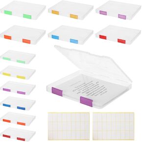 12 PCS Clear A4 A5 File Boxes, Plastic Paper Organizer with Color Buckles and 54 Labels, Stackable Magazine Protector Cases, Transparent Document Case for Office, School, Home in Saudi Arabia