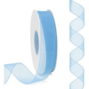 Light Blue Shimmer Sheer Organza Ribbon 1/4 Inch 200 Yards Chiffon Fabric Ribbons for Gift Wrapping DIY Crafts Weddings Invitations Flower Bouquet Bow Making Home Decor Sewing in Saudi Arabia