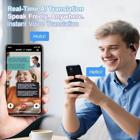 سماعات أذن للترجمة في الوقت الحقيقي - سماعات أذن لمترجم اللغة AI 164، Audifonos Traductores Inglés Español، وقت تشغيل 60 ساعة، جهاز ترجمة 3 في 1، ترجمة سماعات الأذن للسفر والأعمال والتعلم in Kuwait