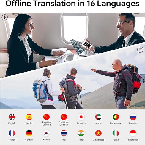 سماعات أذن Anfier A8 AI للترجمة في الوقت الحقيقي، جهاز مترجم ChatGPT بـ 144 لغة، Audifonos Traductores Inglés Español في الوقت الحقيقي لا يتطلب تطبيق، مترجم لغة غير متصل للسفر (أبيض) in Kuwait