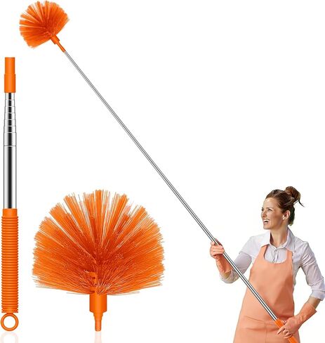 SetSail Cobweb Duster with Extension Pole, Retractable Dusters for Cobweb Cleaning 81-inch Long Handle Spider Web Brush for Outdoor Indoor High Ceilings, Grey in Saudi Arabia