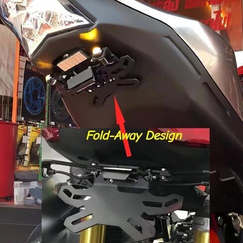 Motorcycle Foldable License Plate Frame Bracket Mount Universal Fit for CBR600RR CBR1000RR 929RR 954RR YZFR1 YZFR6 GSXR600 GSXR750 GSXR1000 Ninja ZX6R ZX9R ZX10R 1098 1198 S1000R in Saudi Arabia