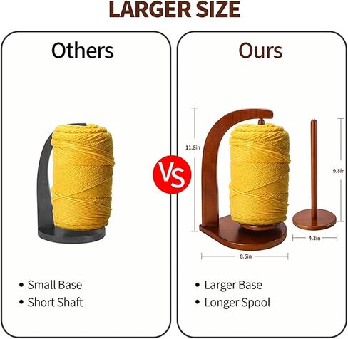 Yarniss Yarn Holder for Crocheting & Knitting, Large Wooden Yarn Spinner with Magnetic Rotating,Crochet Gift for Women,Brown in Saudi Arabia