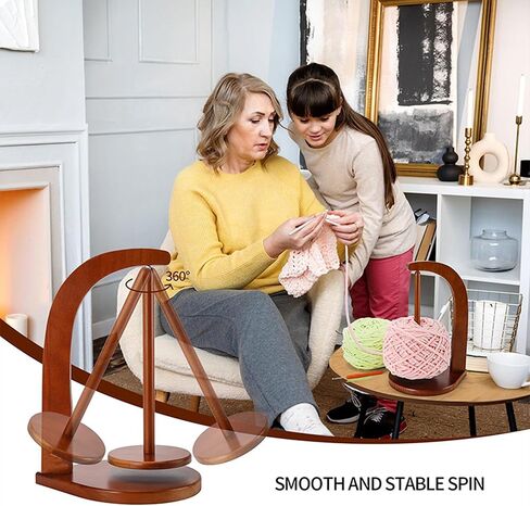 Yarniss Yarn Holder for Crocheting & Knitting, Large Wooden Yarn Spinner with Magnetic Rotating,Crochet Gift for Women,Brown in Saudi Arabia