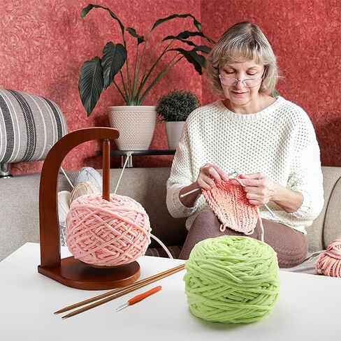 Yarniss Yarn Holder for Crocheting & Knitting, Large Wooden Yarn Spinner with Magnetic Rotating,Crochet Gift for Women,Brown in Saudi Arabia