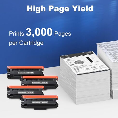 خرطوشة حبر أسود TN830XL ​​لاستبدال الطابعة HL-L2460DW لـ Brother TN830 XL TN830 TN-830 مجموعة حبر DCP-L2640DW HL-L2460DWXL HL-L2405W MFC-L2820DW MFC-L2820DWXL، 4PK (مع رقاقة) in Kuwait