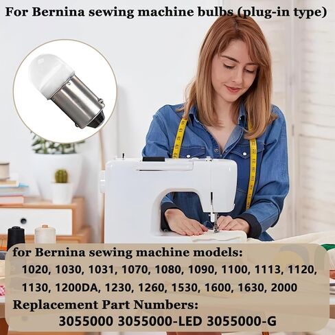 4 PCS BA9S 6V LED Plug-in Bulbs, Suitable for Bernina Sewing Machine Models: 1090/1100/1113/1120/1130/1260/1530/1020/1030 Replacement Part Numbers: 3055000, 3055000-G, 3055000-LED in Saudi Arabia