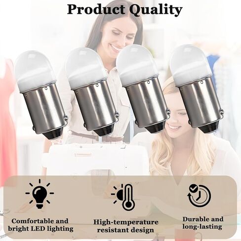 4 PCS BA9S 6V LED Plug-in Bulbs, Suitable for Bernina Sewing Machine Models: 1090/1100/1113/1120/1130/1260/1530/1020/1030 Replacement Part Numbers: 3055000, 3055000-G, 3055000-LED in Saudi Arabia