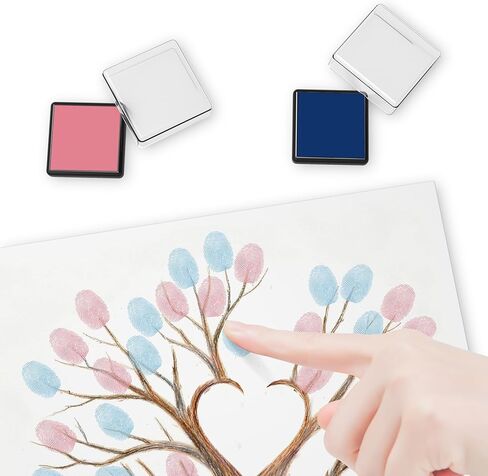 Gender Reveal Fingerprint Tree Canvas, with 2 Ink Pads, Baby Shower Game Decorations, Thumbprint Hanging Paintings, Gender Reveal Supplies for Boy or Girl-36 in Saudi Arabia