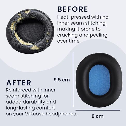 kwmobile Ear Pads Compatible with Sennheiser HD8 / HD8 DJ / HD6 Mix Earpads - 2X Replacement for Headphones - Black in Saudi Arabia