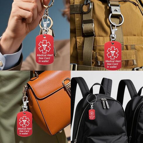 10 Pcs Emergency Medical Information Card with Tri-Folding with Protective Sleeves, Medical Alert Keychain Tags See Wallet Card, Contact ID, Medications and Allergy Fields Card for Wallet Pocket in Saudi Arabia
