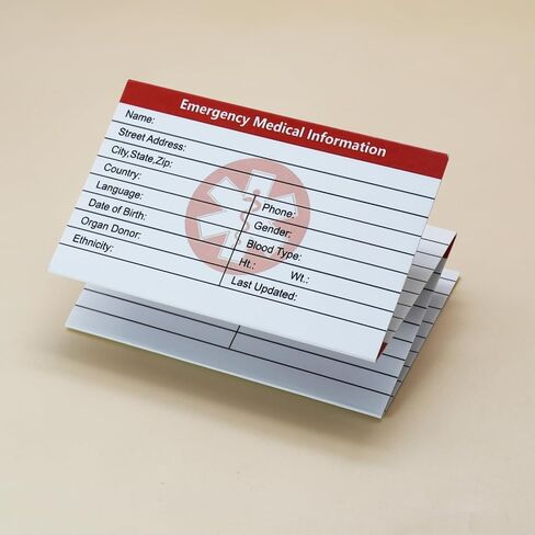 10 Pcs Emergency Medical Information Card with Tri-Folding with Protective Sleeves, Medical Alert Keychain Tags See Wallet Card, Contact ID, Medications and Allergy Fields Card for Wallet Pocket in Saudi Arabia