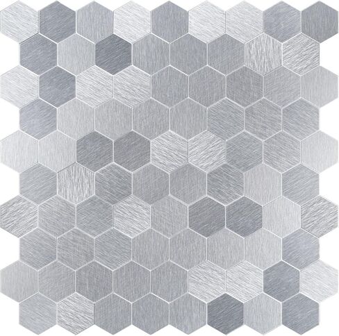 Hexagon Peel and Stick Metal Backsplash, 10-Sheet Peel and Stick Tiles Hexagon Mosaic Tile Stick on Backsplash for Kitchen Bathroom Fireplace in Saudi Arabia