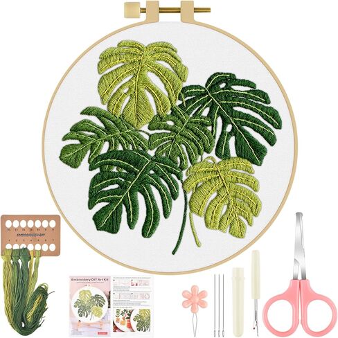 ERKOON Embroidery Kit for Beginners Adult, Cross Stitch Set Include Embroidery Cloth Hoop Threads for Craft Lover Hand Stitch with Embroidery Skill Techniques (Butterfly) in Kuwait