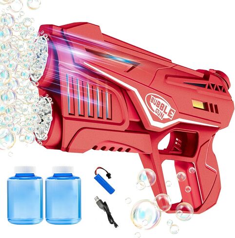 Bubble Gun for Kids with LED Light & Rechargeable Design, 16 Hole Automatic Bubble Machine Gun for Kid 3-8, Party Favors, Outdoor, Summer Toys, Birthday Gifts for Boys & Girls (Blue) in Saudi Arabia