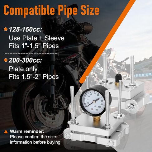 2-Stroke Exhaust Pipe Dent Repair Kit Compatible with 125cc, 150cc, 200cc, 250cc, 300cc Motorcycle, ATV, Dirt Bike, Scooter, Pipe Dent Removal Tool- Includes Pressure Gauge in Saudi Arabia
