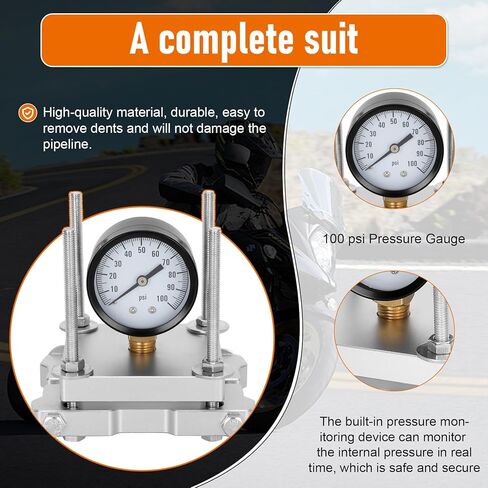 2-Stroke Exhaust Pipe Dent Repair Kit Compatible with 125cc, 150cc, 200cc, 250cc, 300cc Motorcycle, ATV, Dirt Bike, Scooter, Pipe Dent Removal Tool- Includes Pressure Gauge in Saudi Arabia