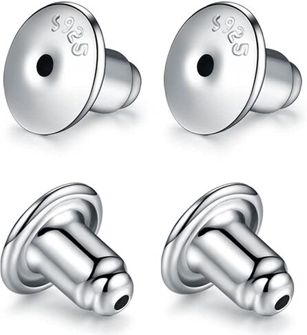 Catinee Locking Earring Backs for Studs,14k Plated White Gold Earrings Back for Studs Secure,Hypoallergenic Earring Back Apply to Earring Backs for Droopy Ears(4pcs/2pair) in Saudi Arabia