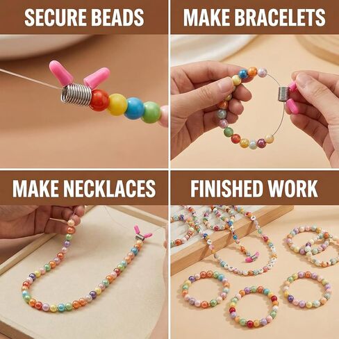 6-Piece Bead Stoppers with Red Handles, Pink Jewelry Making Tools for Bead Line Ends to Prevent Beads from Falling in Kuwait