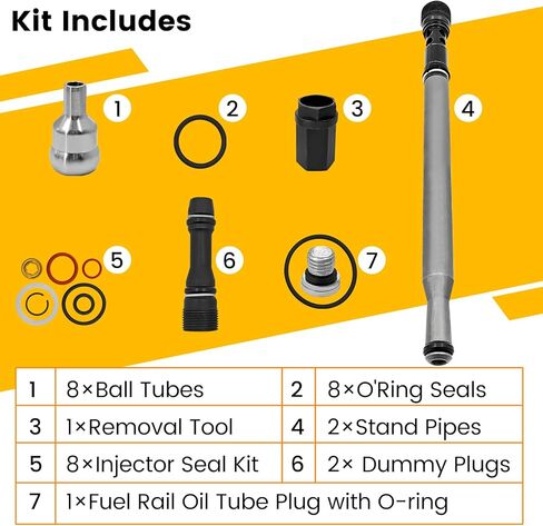 Stand Pipe Dummy Plug & Ball Tubes High Pressure Oil Rail Ball Tube Repair Kit Compatible with Ford Powerstroke 6.0L 2004-2007 904-293 6E7Z-9A332-B in Saudi Arabia