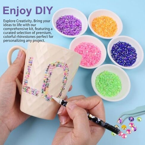 LZBRDY 34,000pcs Resin Rhinestones Kit - 24 Colors 3mm Flatback Gems with 3X B7000 Glue, 2 Wax Pencils & 2 Trays - Ultimate Bedazzling Kit for 2 Persons, DIY Gift Box for Shoes, Denim & Tumblers in Saudi Arabia