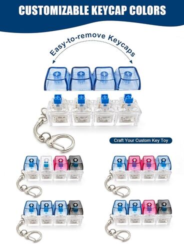 4PCS Light Up Keyboard Fidget Toy, 4-Key LED Keyboard Fidget Clicker Keychain with RGB Lights, Portable Mechanical-Style Sensory Desk Toy for Adults and Teens in Saudi Arabia