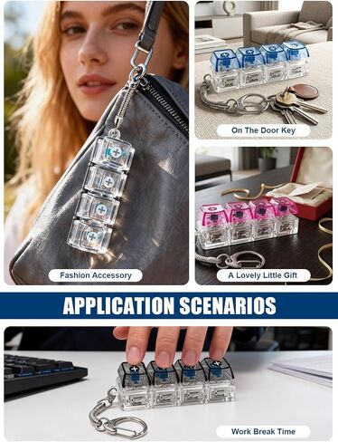 4PCS Light Up Keyboard Fidget Toy, 4-Key LED Keyboard Fidget Clicker Keychain with RGB Lights, Portable Mechanical-Style Sensory Desk Toy for Adults and Teens in Saudi Arabia