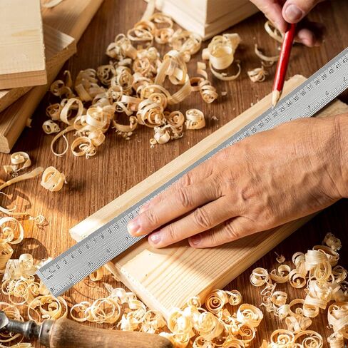Cork Backed Ruler, Stainless Steel Metal Non-Slip Ruler 6+12+18 Inch with Inch and Centimeters Straight Edge Cork Base Rulers for Drafting Office Tools, Prevent Ink Leakage in Saudi Arabia