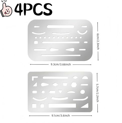 4 PCS Drafting Eraser Shield Erasing Shield for Drawing Stainless Steel Drawing Template Tools Stencil for Mechanical Engineering Artists, Architects, Designers, and Crafters in Saudi Arabia